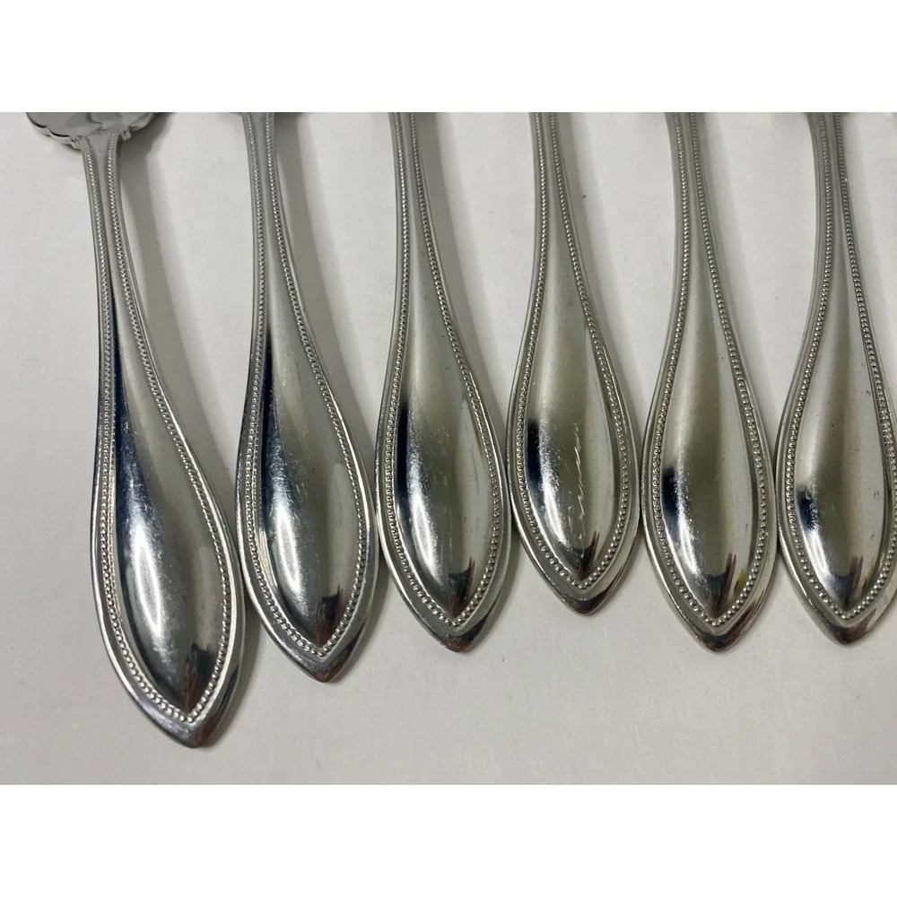 Oneida Stainless Arbor American Harmony 8 Salad Forks Glossy Beaded Edge